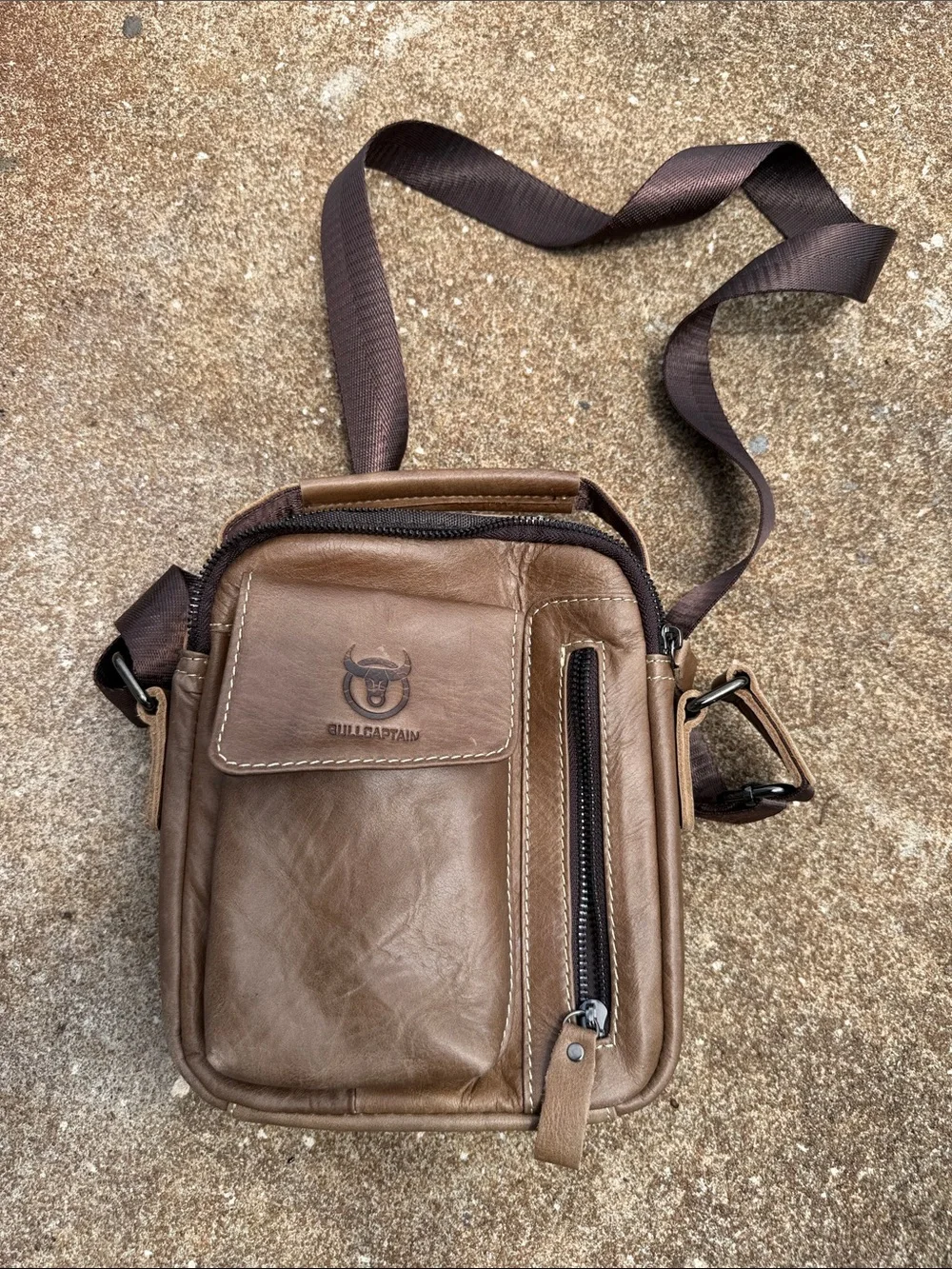 Men’s BULL CAPTAIN Brown Leather Crossbody Bag